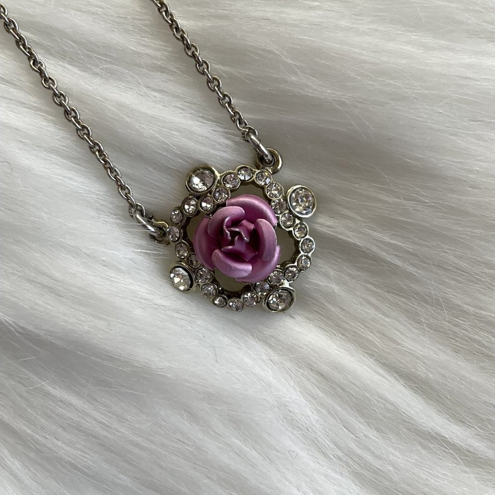 PINK ROSE NECKLACE NRT VINTAGE - Picture 8 of 13